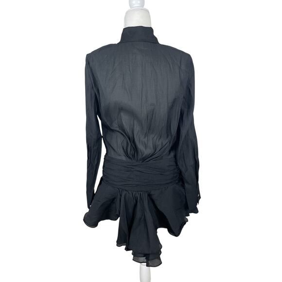 ZCRAVE Emma Dropped Waist Ruffled Organza Shirtdress Black Night Out Size Small - Picture 7 of 16